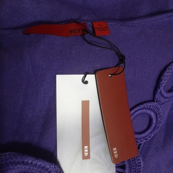 NWT Purple Embroidered Neckline Blouse Large Dressy Casual Boho Chic Top - Picture 5 of 5